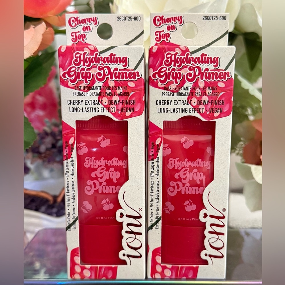 🆕🍒 IONI LIMITED EDITION “CHERRY ON TOP” HYDRATING GRIP PRIMER SET OF 2. NEW.